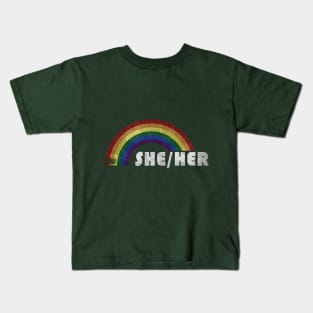 Grunge LGBT+ Pride - She/Her Pronouns Kids T-Shirt